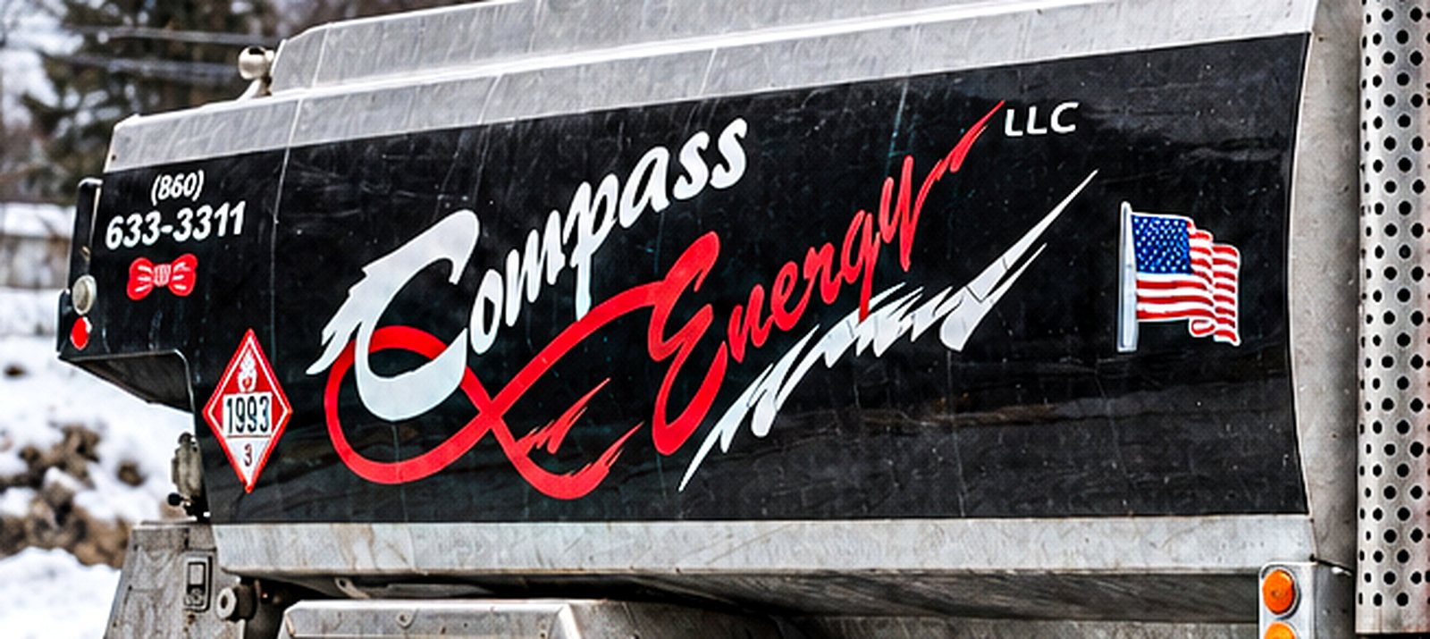 The Compass Energy tanker, lettered on the tank